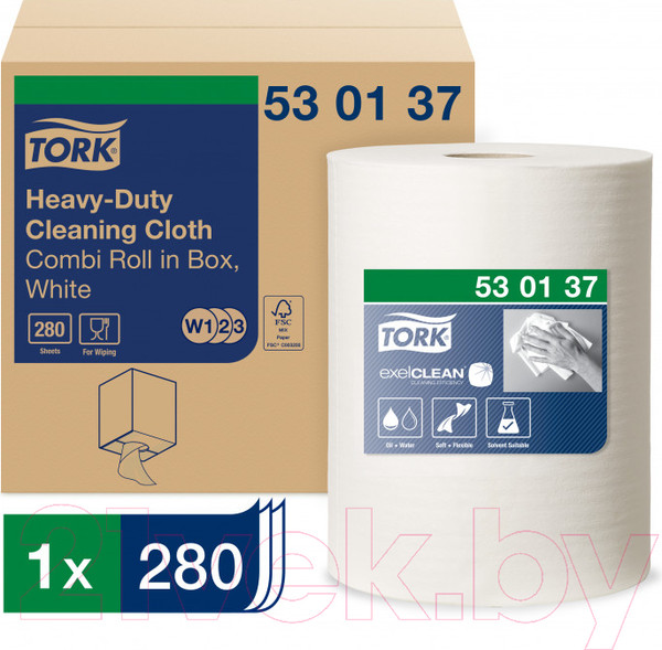 Изображение товара Набор салфеток хозяйственных Tork Premium в рулоне 1-сл W1/W2/W3 997487