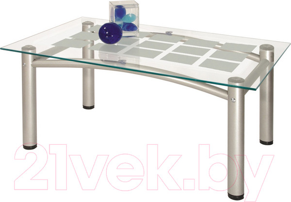 Изображение товара Журнальный столик Мебелик Робер 3М (металлик/прозрачный)