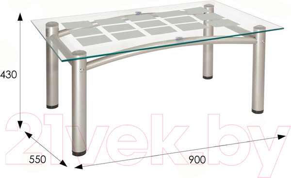Изображение товара Журнальный столик Мебелик Робер 3М (металлик/прозрачный)