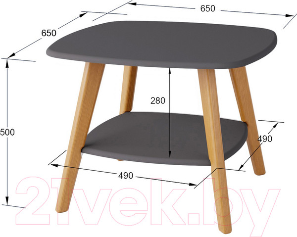 Изображение товара Журнальный столик Мебелик Хадсон (графит/дуб светлый)
