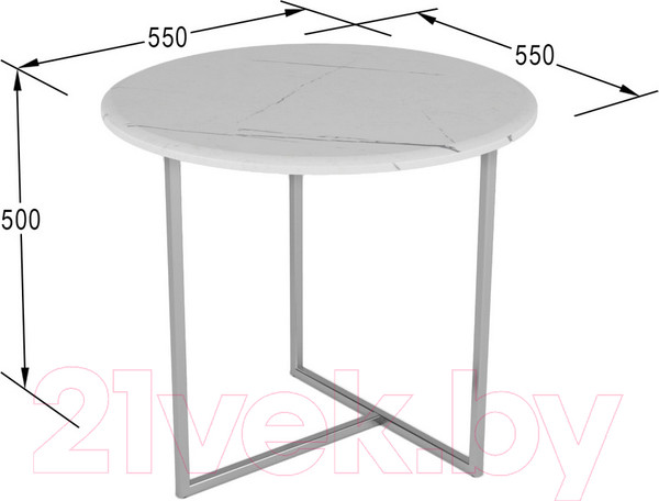 Изображение товара Журнальный столик Мебелик Альбано (белый мрамор/хром)