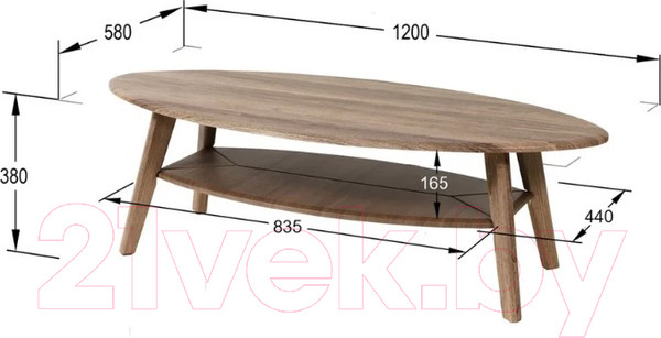 Изображение товара Журнальный столик Мебелик Серфинг (грецкий орех/акация)