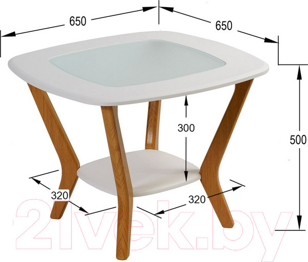 Изображение товара Журнальный столик Мебелик Мельбурн (белый/дуб светлый/стекло)