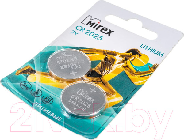 Изображение товара Комплект батареек Mirex CR2025 / 23702-CR2025-E2 (2шт)