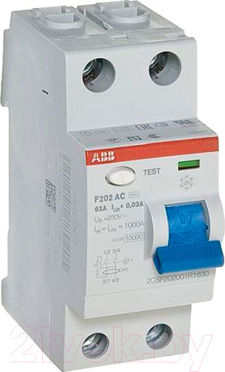 Изображение товара Устройство защитного отключения ABB F202 2P 25A 30mA 6kА 2М / 2CSF202001R1250