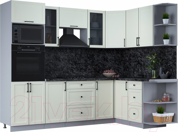Изображение товара Кухонный гарнитур Интерлиния Тренд 1.68x2.6 ВТ правая (белый/белый/кастилло темный)