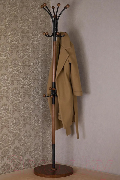 Изображение товара Вешалка для одежды Мебелик Д 1 (черный/средне-коричневый)