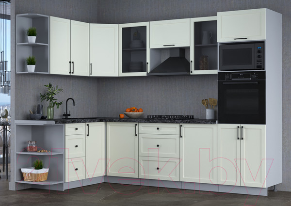 Изображение товара Кухонный гарнитур Интерлиния Тренд 1.68x2.8 ВТ левая (белый/белый/кастилло темный)