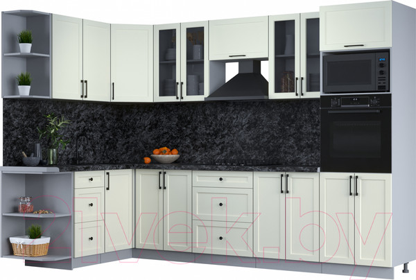 Изображение товара Кухонный гарнитур Интерлиния Тренд 1.68x3.0 ВТ левая (белый/белый/кастилло темный)