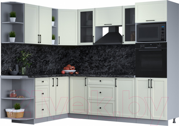 Изображение товара Кухонный гарнитур Интерлиния Тренд 1.88x2.6 ВТ левая (белый/белый/кастилло темный)