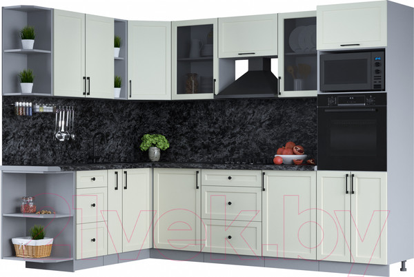 Изображение товара Кухонный гарнитур Интерлиния Тренд 1.88x2.8 ВТ левая (белый/белый/кастилло темный)