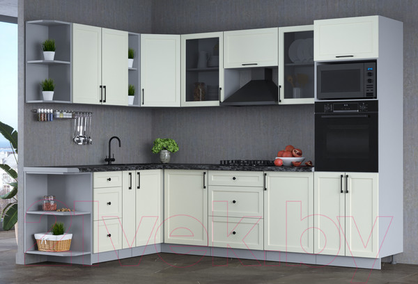 Изображение товара Кухонный гарнитур Интерлиния Тренд 1.88x2.8 ВТ левая (белый/белый/кастилло темный)