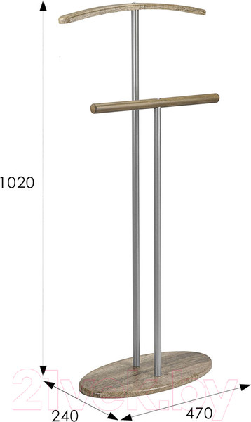 Изображение товара Стойка для одежды Мебелик Костюмная Дэви 2 (металлик/дуб крымский состаренный)