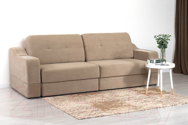 Изображение товара Диван DiArt Оскар 2 секции (велюр Магия 10/накладки МДФ крафт)