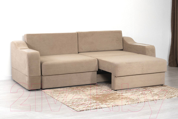 Изображение товара Диван DiArt Оскар 2 секции (велюр Магия 10/накладки МДФ крафт)