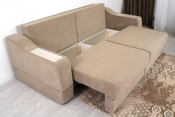 Изображение товара Диван DiArt Оскар 2 секции (велюр Магия 10/накладки МДФ крафт)