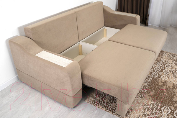 Изображение товара Диван DiArt Оскар 2 секции (велюр Магия 10/накладки МДФ крафт)