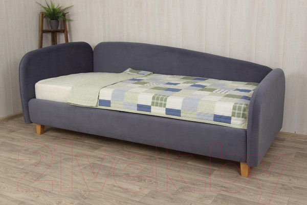 Изображение товара Кровать-тахта DiArt Альба 0.9 левая (велюр Магия 57/ножки светлые)