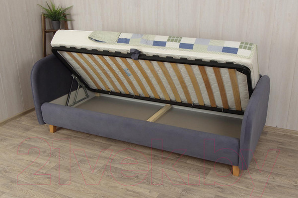 Изображение товара Кровать-тахта DiArt Альба 0.9 левая (велюр Магия 57/ножки светлые)