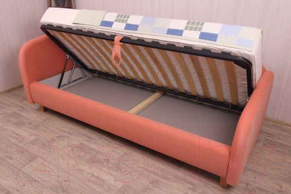 Изображение товара Кровать-тахта DiArt Альба 0.9 левая (велюр Ultra Terra/ножки светлые)