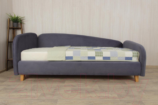 Изображение товара Кровать-тахта DiArt Альба 1.2 левая (велюр Магия 57/ножки светлые)