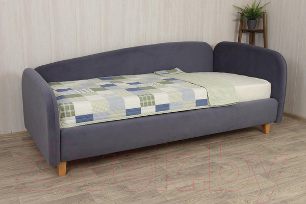 Изображение товара Кровать-тахта DiArt Альба 1.2 правая (велюр Магия 57/ножки светлые)