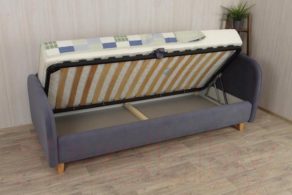 Изображение товара Кровать-тахта DiArt Альба 1.2 правая (велюр Магия 57/ножки светлые)