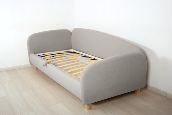 Изображение товара Кровать-тахта DiArt Альба 1.2 левая (велюр Магия 53/ножки светлые)