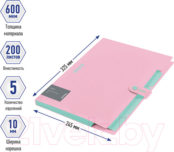 Изображение товара Папка для бумаг Berlingo Haze / XF4_05923 (розовый)