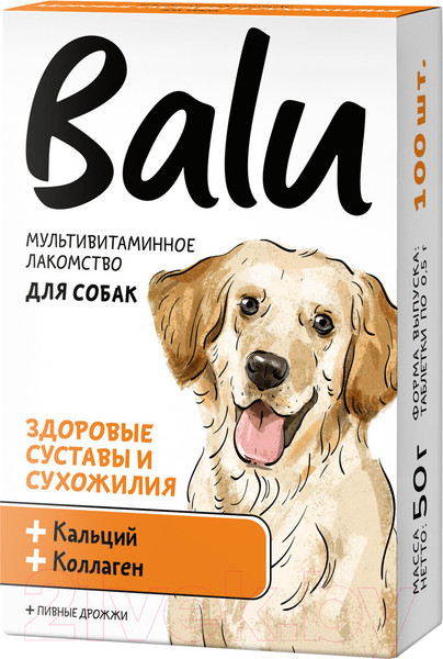 Изображение товара Витамины для животных BaLu Здоровые суставы и сухожилия. Кальций и коллаген / 228003734 (100таб)