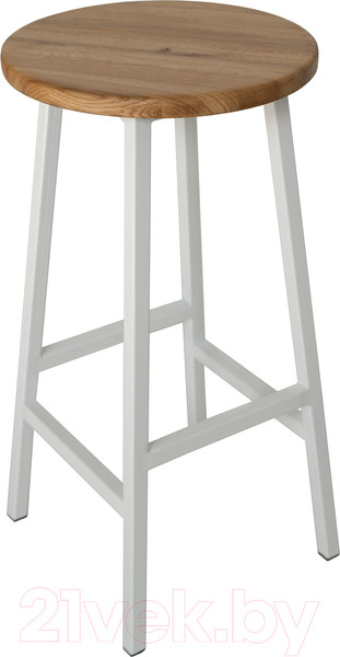 Изображение товара Табурет барный Stal-Massiv Круглое сиденье / SMH-63NW (дуб натуральный/белый)