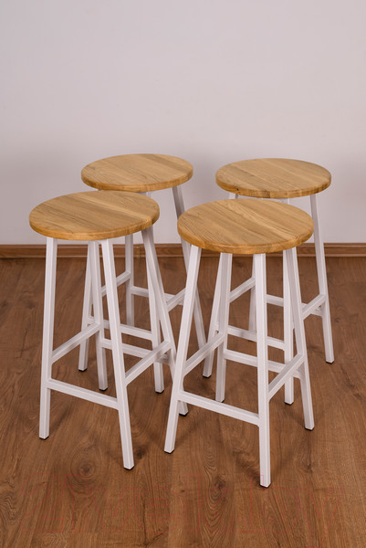 Изображение товара Табурет барный Stal-Massiv Круглое сиденье / SMH-63NW (дуб натуральный/белый)