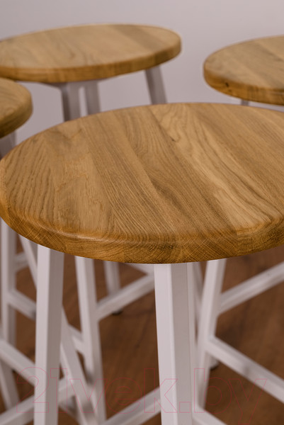 Изображение товара Табурет барный Stal-Massiv Круглое сиденье / SMH-63NW (дуб натуральный/белый)