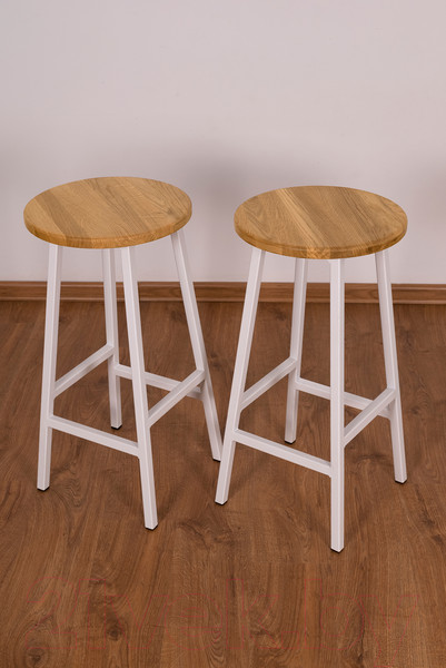 Изображение товара Табурет барный Stal-Massiv Круглое сиденье / SMH-63NW (дуб натуральный/белый)