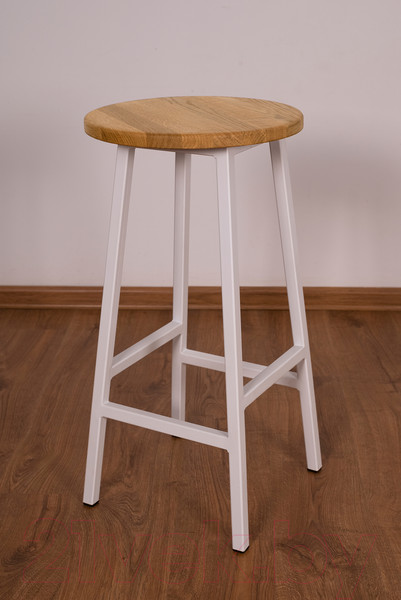 Изображение товара Табурет барный Stal-Massiv Круглое сиденье / SMH-63NW (дуб натуральный/белый)
