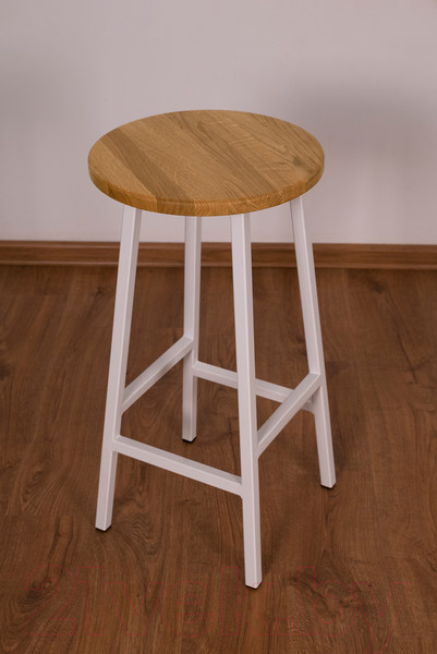 Изображение товара Табурет барный Stal-Massiv Круглое сиденье / SMH-63NW (дуб натуральный/белый)