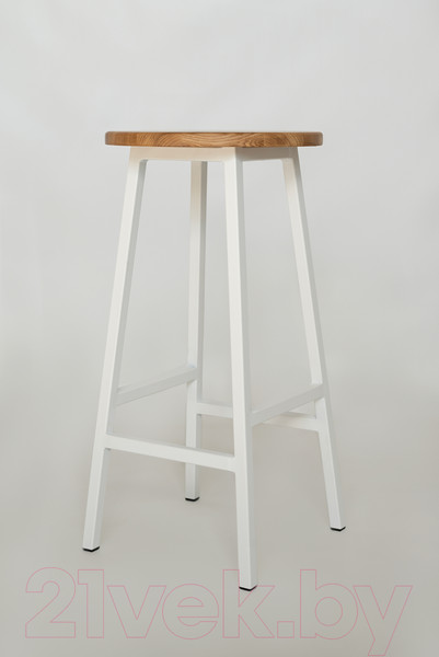 Изображение товара Табурет барный Stal-Massiv Круглое сиденье / SMH-63NW (дуб натуральный/белый)