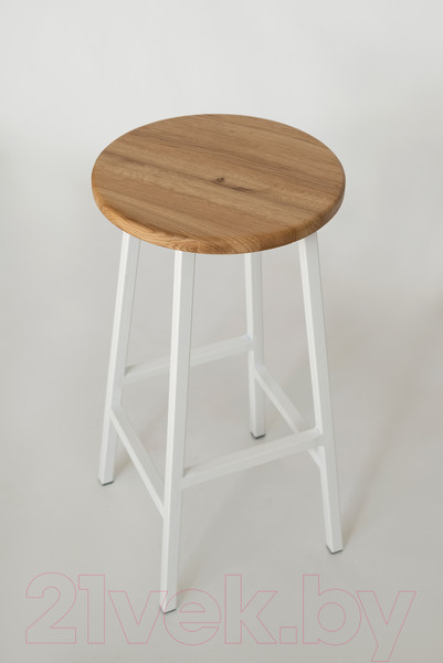 Изображение товара Табурет барный Stal-Massiv Круглое сиденье / SMH-63NW (дуб натуральный/белый)