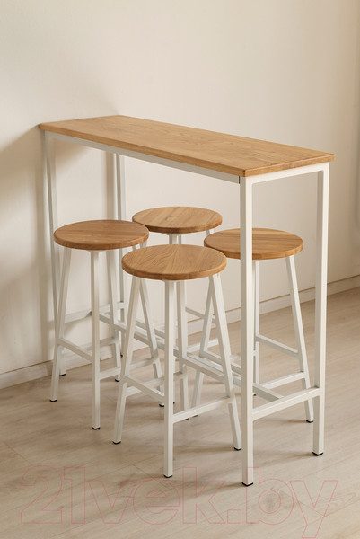 Изображение товара Табурет барный Stal-Massiv Круглое сиденье / SMH-63NW (дуб натуральный/белый)