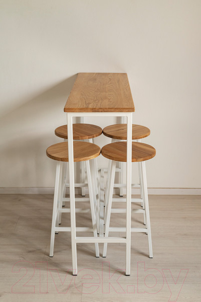 Изображение товара Табурет барный Stal-Massiv Круглое сиденье / SMH-63NW (дуб натуральный/белый)