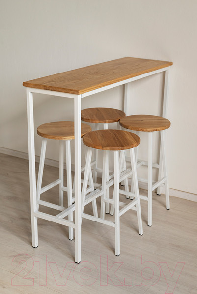 Изображение товара Табурет барный Stal-Massiv Круглое сиденье / SMH-63NW (дуб натуральный/белый)