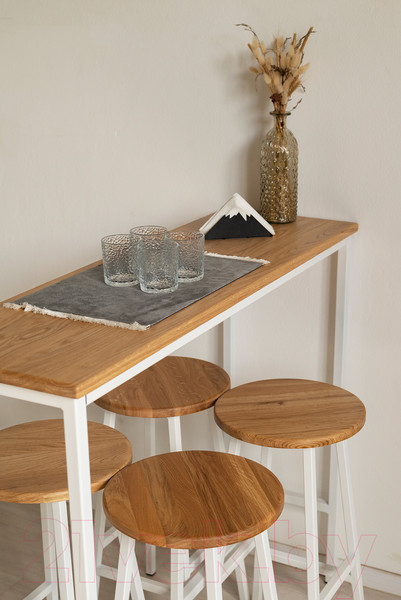 Изображение товара Табурет барный Stal-Massiv Круглое сиденье / SMH-63NW (дуб натуральный/белый)