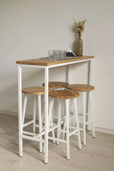 Изображение товара Барный стол Stal-Massiv SMT-95NW (дуб натуральный/белый)