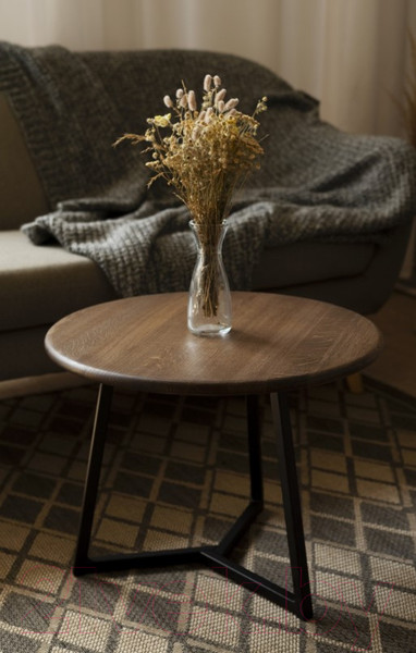 Изображение товара Журнальный столик Stal-Massiv 54x42.5 / SMT-54DD (дуб мореный/черный)