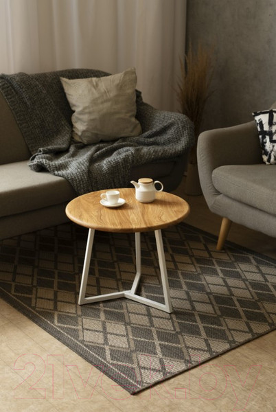 Изображение товара Журнальный столик Stal-Massiv 54x42.5 / SMT-54NW (дуб натуральный/белый)