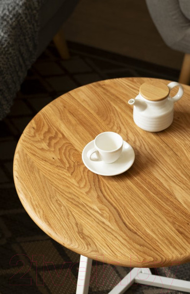 Изображение товара Журнальный столик Stal-Massiv 54x42.5 / SMT-54NW (дуб натуральный/белый)