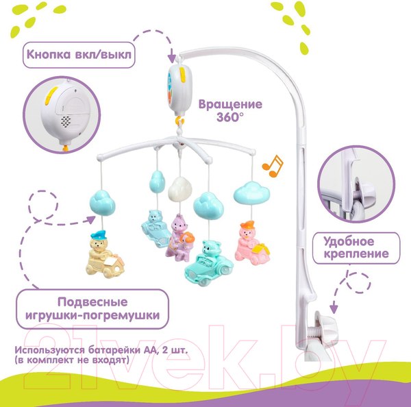 Изображение товара Мобиль на кроватку Крошка Я Облака. Машинки / 3584815