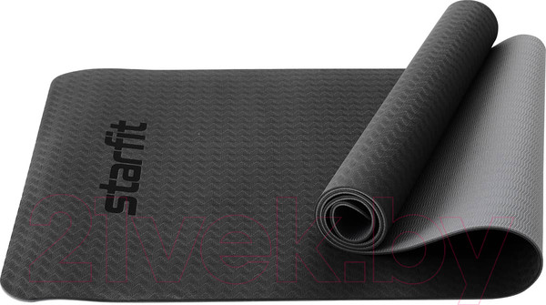 Изображение товара Коврик для йоги и фитнеса Starfit FM-201 TPE (183x61x0.4см, черный/серый)