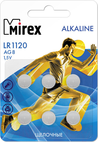 Изображение товара Комплект батареек Mirex AG8/LR1120 1.5V / 23702-LR1120-E6 (6шт)