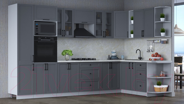 Изображение товара Кухонный гарнитур Интерлиния Тренд 1.88x3.4 ВТ правая (пепел/пепел/опал светлый)